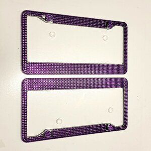 Purple Rhinestone Crystal Bling Car Plate Frames